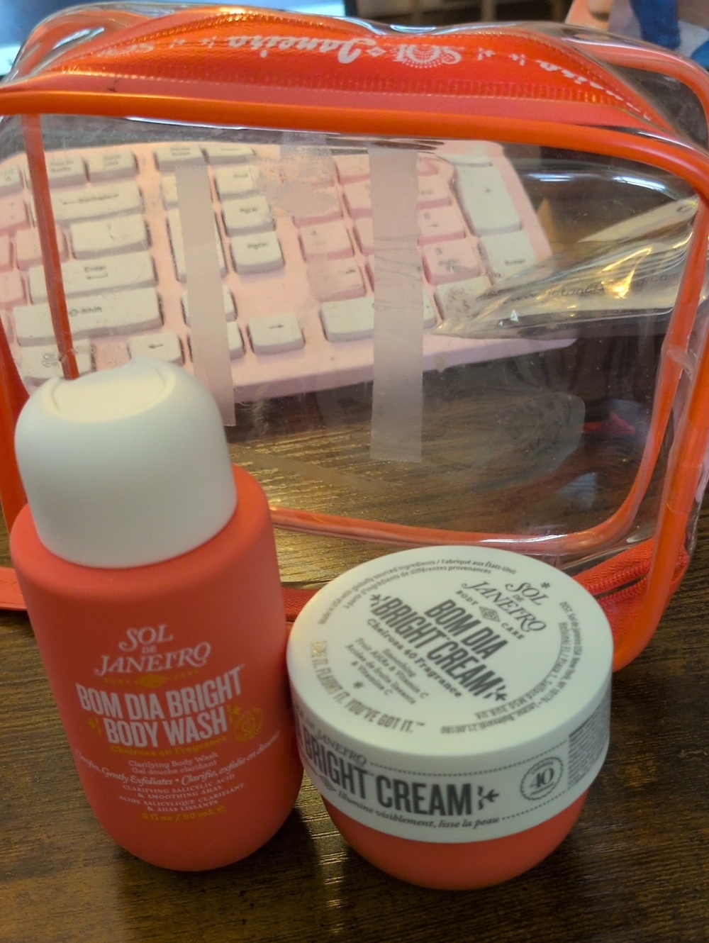 Sol de Janeiro Bom Dia Bright Body Wash & Cream Set in Coral with Bag